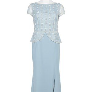 Adrianna Papell Boat Neck Short Sleeve Scalloped DRESS, BHLDN, Anthropologie